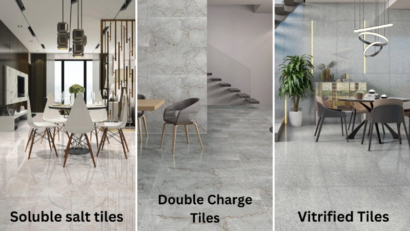 Soluble salt tiles vs double charge vs vitrified tiles